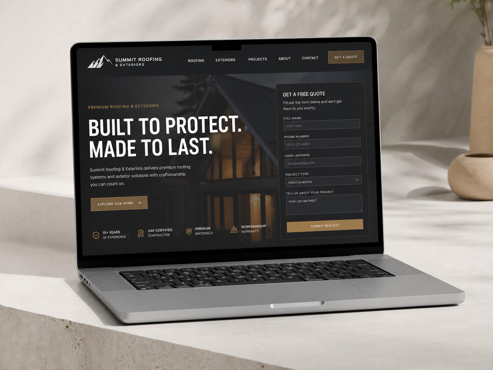 Laptop displaying a modern local business website designed by Lothian Creative