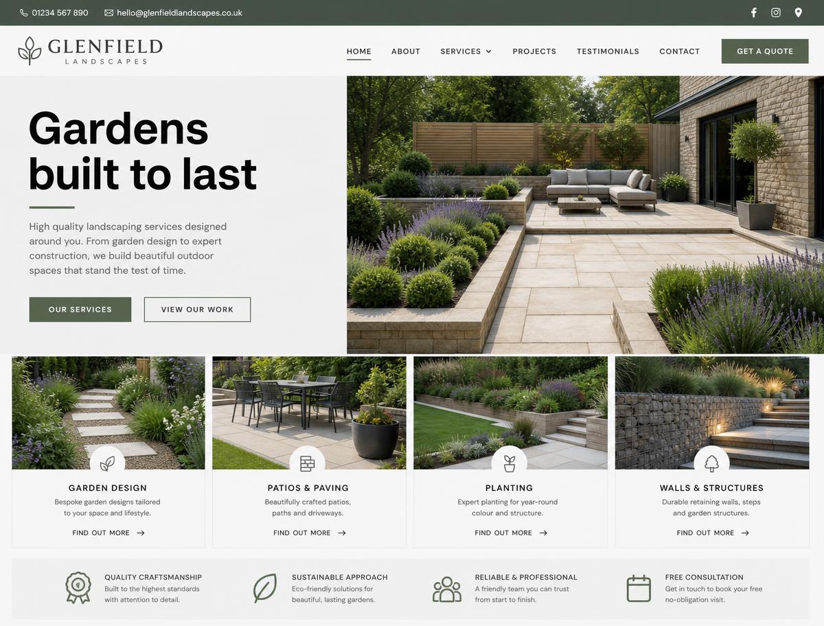 Oak & Stone Landscaping website concept design