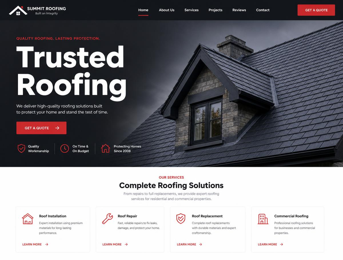 Caledonia Roofing website concept design